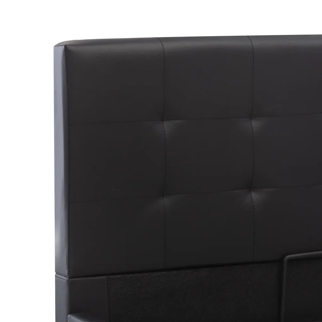 Letto matrimoniale | Letto per adulti | Giroletto con Contenitore Idraulico Nero Similpelle 160x200 cm - Image 8