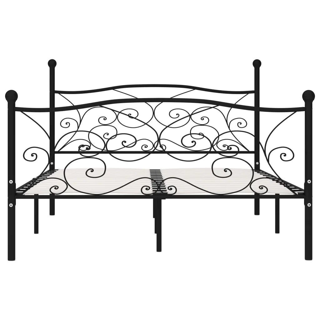 Letto matrimoniale | Letto per adulti | Giroletto con Doghe Nero in Metallo 120x200 cm - Image 4