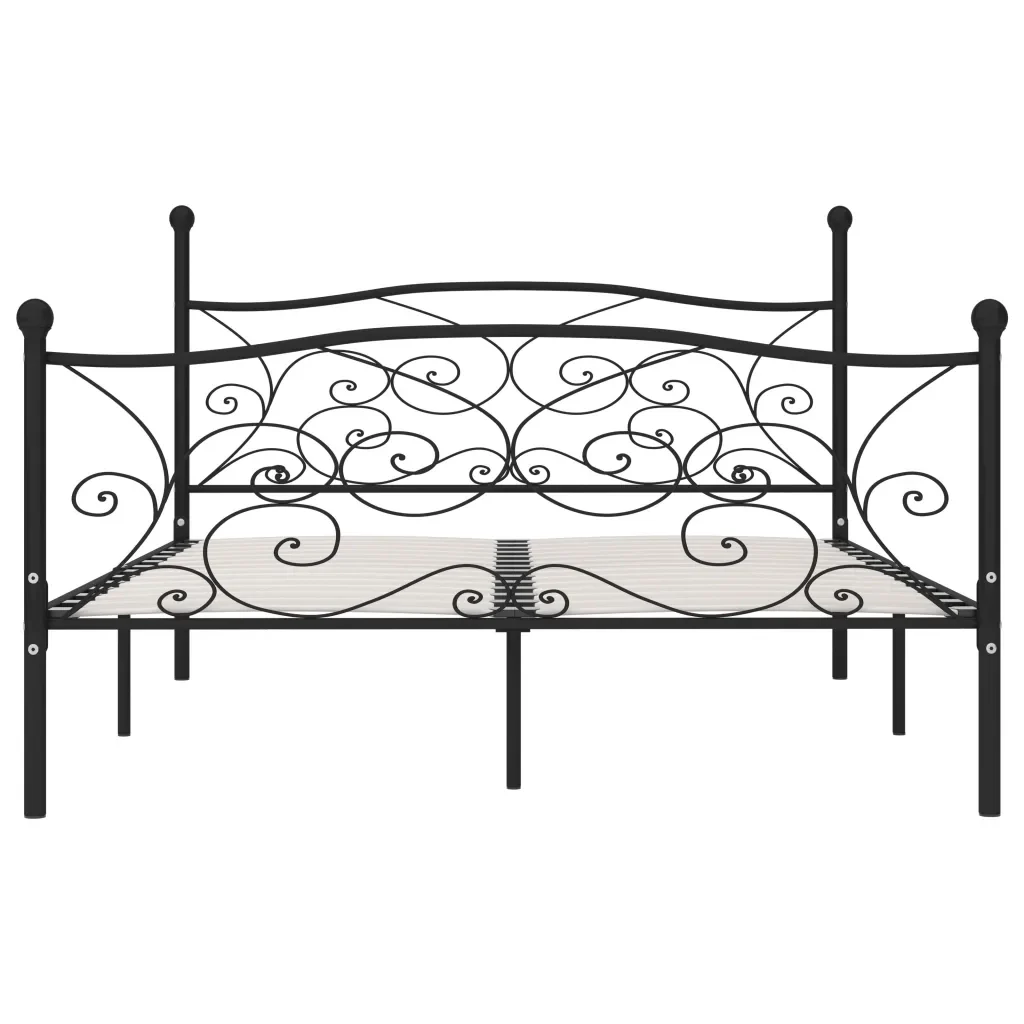 Letto matrimoniale | Letto per adulti | Giroletto con Doghe Nero in Metallo 180x200 cm - Image 3