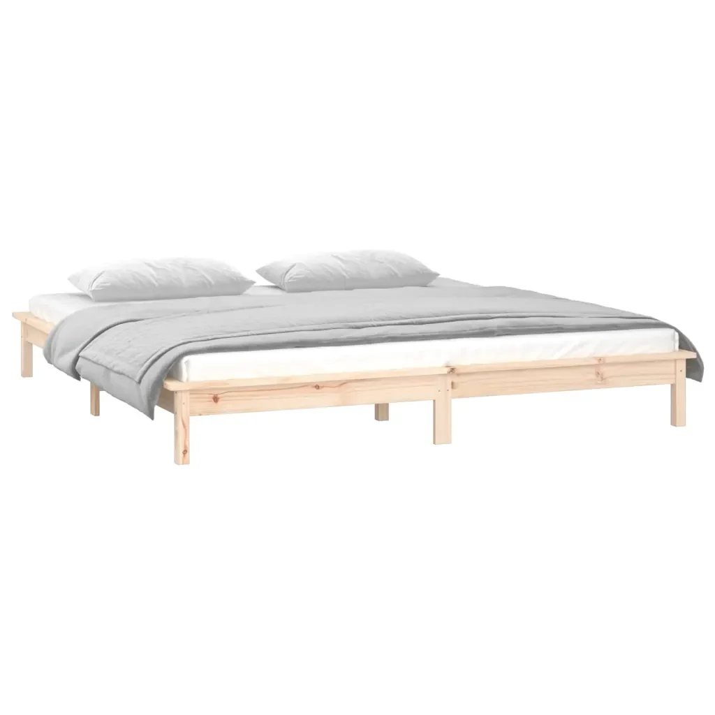 Letto matrimoniale | Letto per adulti | Giroletto con LED 135x190 cm Double in Legno Massello - Image 5