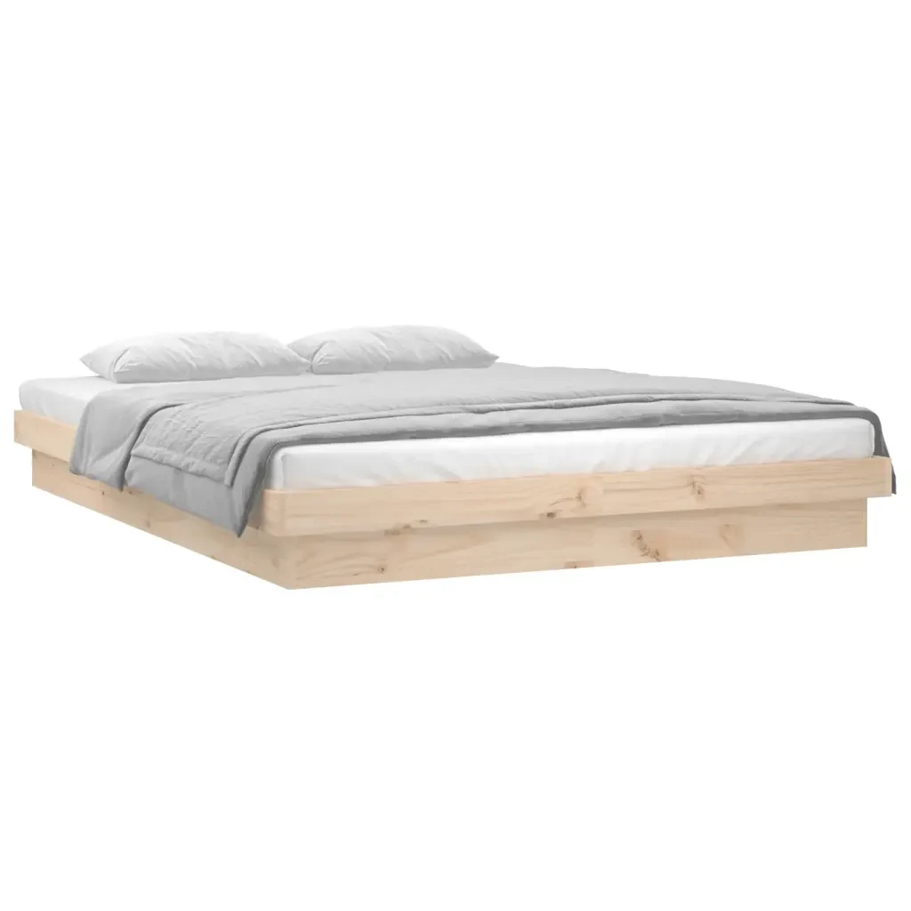 Letto matrimoniale | Letto per adulti | Giroletto con LED 135x190 cm Double in Legno Massello - Image 4