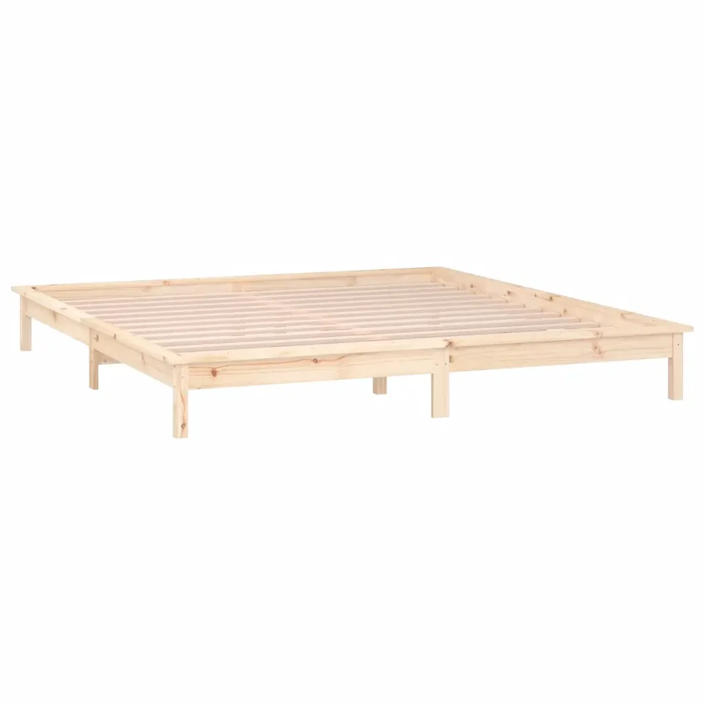 Letto matrimoniale | Letto per adulti | Giroletto con LED 150x200 cm King Size in Legno Massello - Image 6