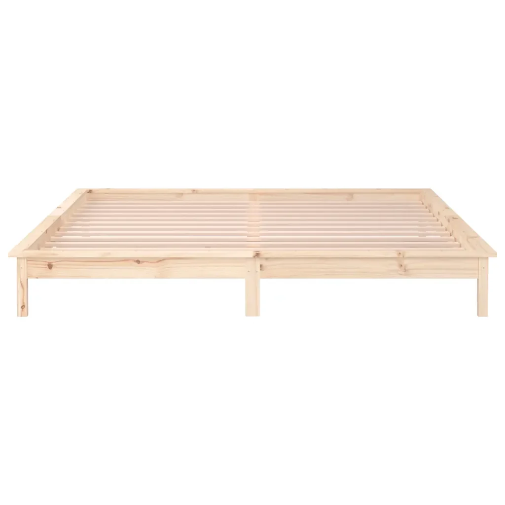 Letto matrimoniale | Letto per adulti | Giroletto con LED 150x200 cm King Size in Legno Massello - Image 7