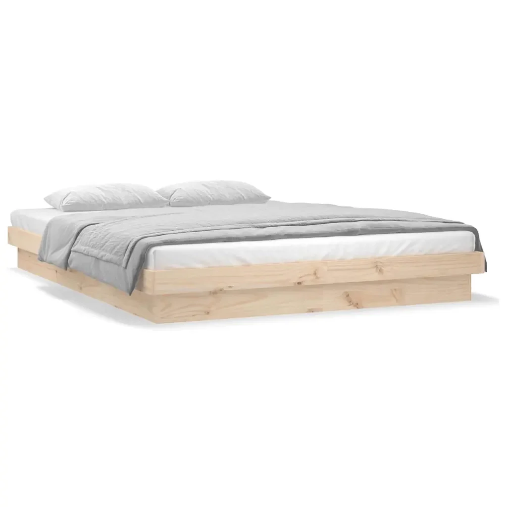 Letto matrimoniale | Letto per adulti | Giroletto con LED 150x200 cm King Size in Legno Massello - Image 5