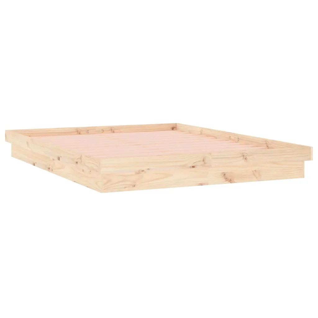 Letto matrimoniale | Letto per adulti | Giroletto con LED 150x200 cm King Size in Legno Massello - Image 6
