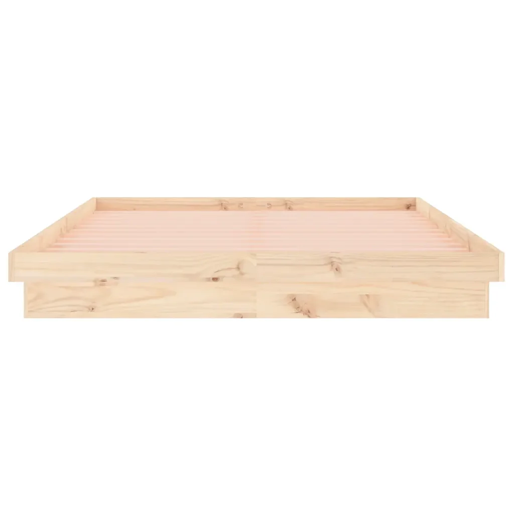 Letto matrimoniale | Letto per adulti | Giroletto con LED 150x200 cm King Size in Legno Massello - Image 7