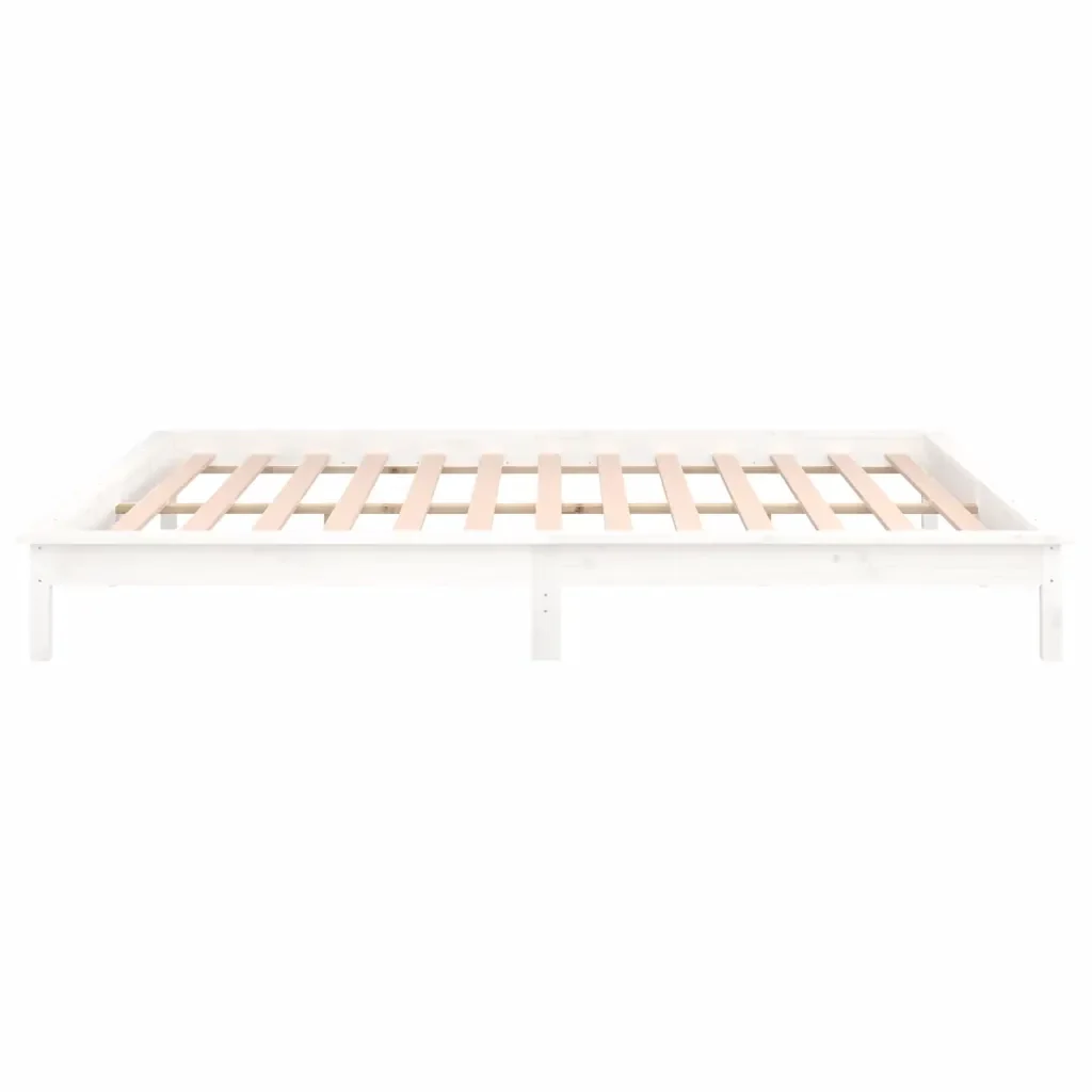 Letto matrimoniale | Letto per adulti | Giroletto con LED Bianco 120x200 cm in Legno Massello - Image 8
