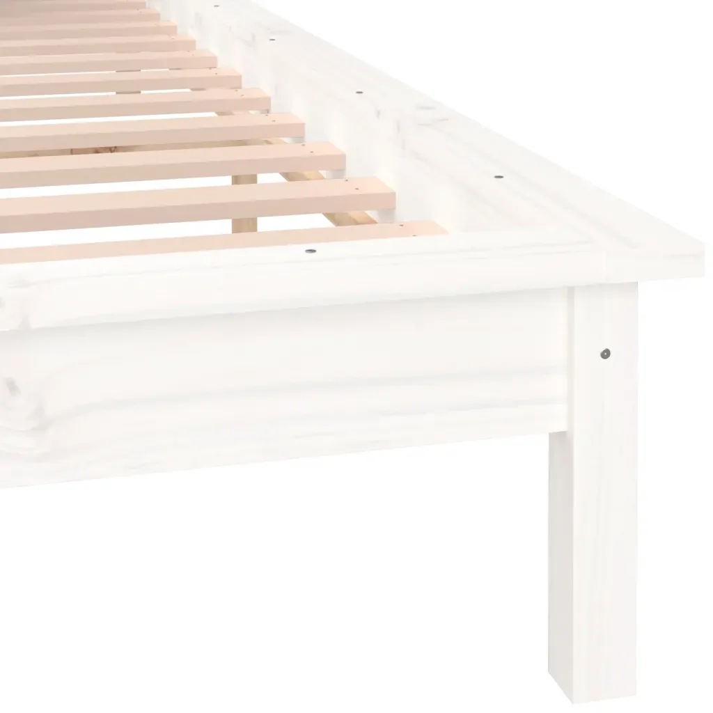 Letto matrimoniale | Letto per adulti | Giroletto con LED Bianco 120x200 cm in Legno Massello - Image 9