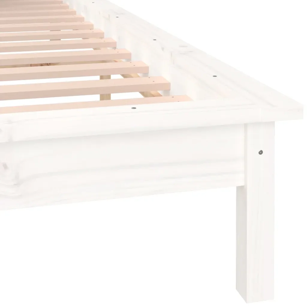Letto matrimoniale | Letto per adulti | Giroletto con LED Bianco 140x200 cm in Legno Massello - Image 9