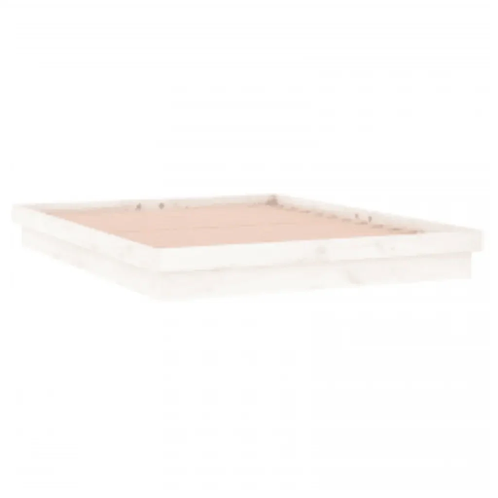 Letto matrimoniale | Letto per adulti | Giroletto con LED Bianco 140x200 cm in Legno Massello - Image 6