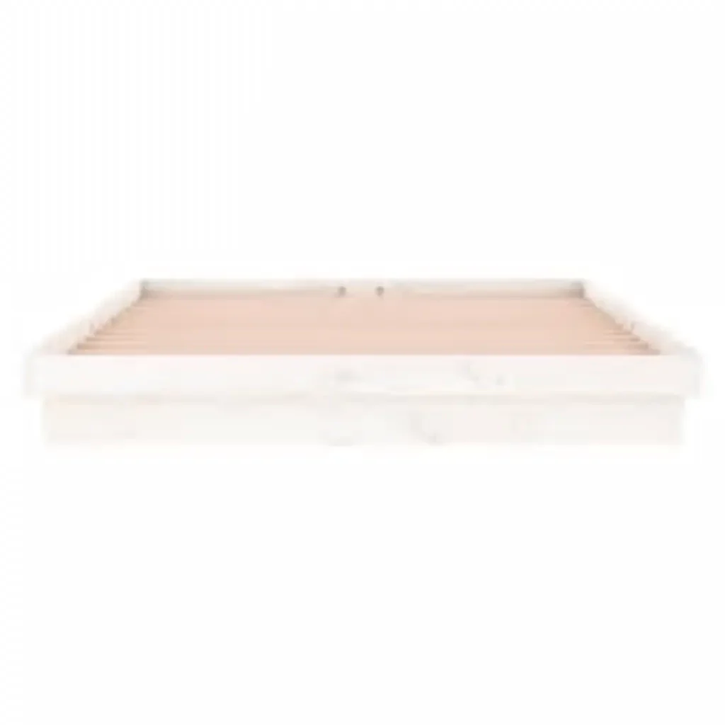 Letto matrimoniale | Letto per adulti | Giroletto con LED Bianco 160x200 cm in Legno Massello - Image 7