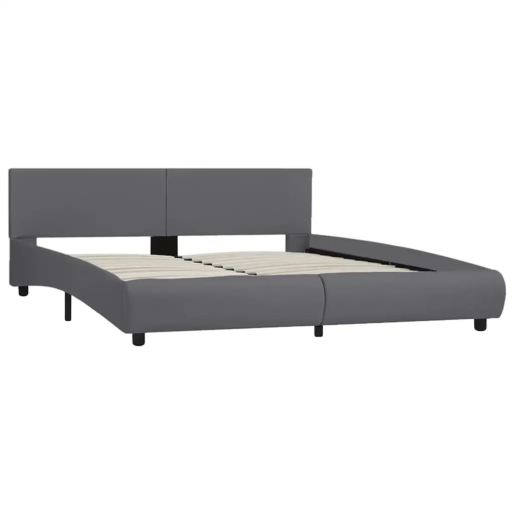 Letto matrimoniale | Letto per adulti | Giroletto con LED Grigio in Similpelle 180x200 cm - Image 4
