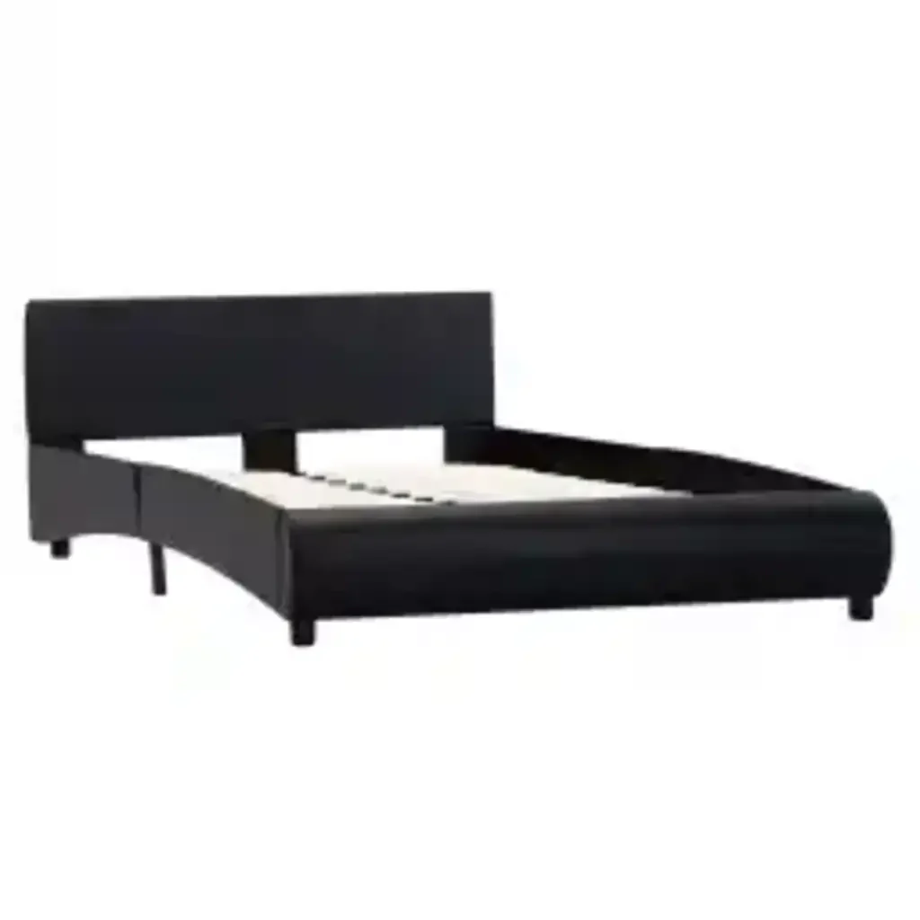 Letto matrimoniale | Letto per adulti | Giroletto con LED Nero in Similpelle 140x200 cm - Image 4