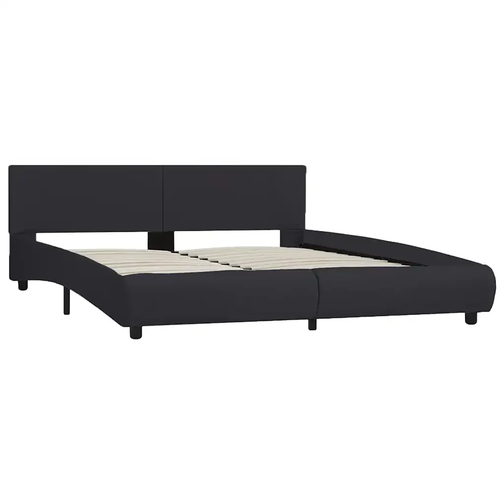 Letto matrimoniale | Letto per adulti | Giroletto con LED Nero in Similpelle 160x200 cm - Image 4