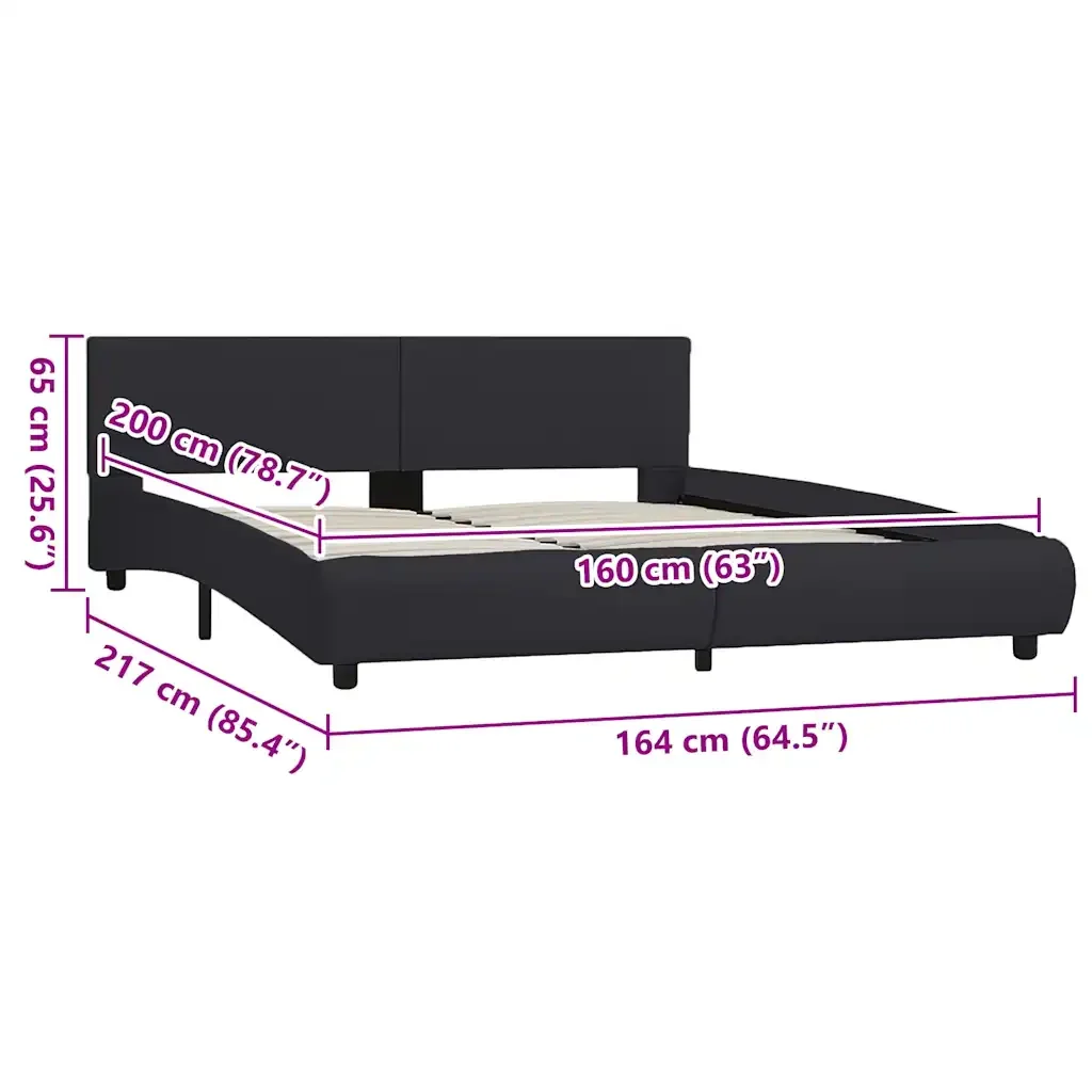 Letto matrimoniale | Letto per adulti | Giroletto con LED Nero in Similpelle 160x200 cm - Image 9