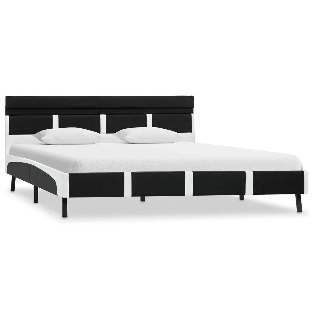 Letto matrimoniale | Letto per adulti | Giroletto con LED Nero in Similpelle 160x200 cm