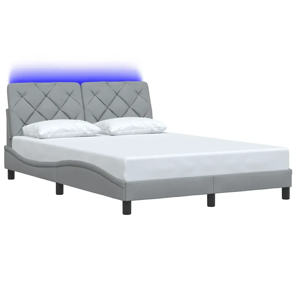 Letto matrimoniale | Letto per adulti | Giroletto con LED senza Materasso 140x200 cm Tessuto - Image 4