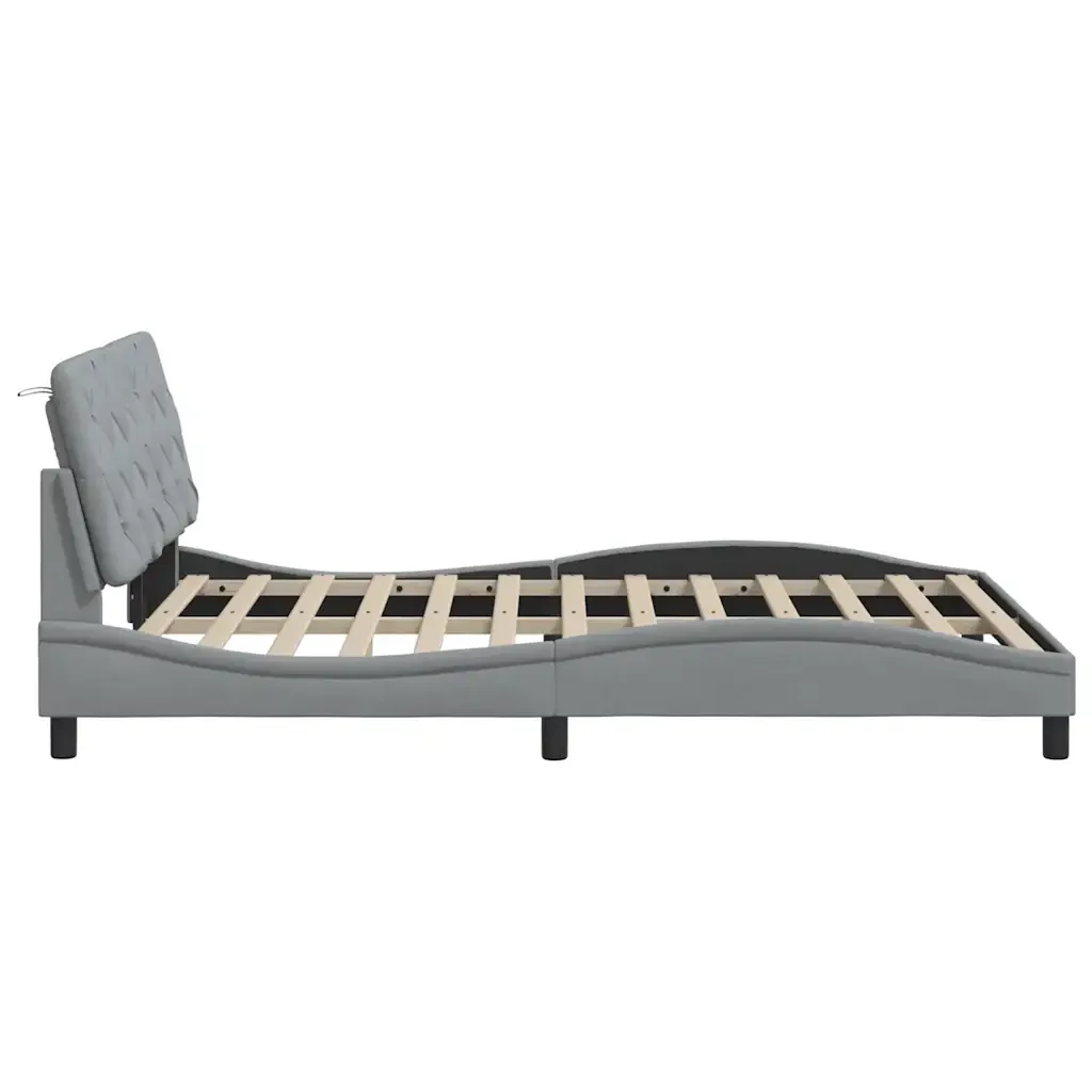 Letto matrimoniale | Letto per adulti | Giroletto con LED senza Materasso 140x200 cm Tessuto - Image 9