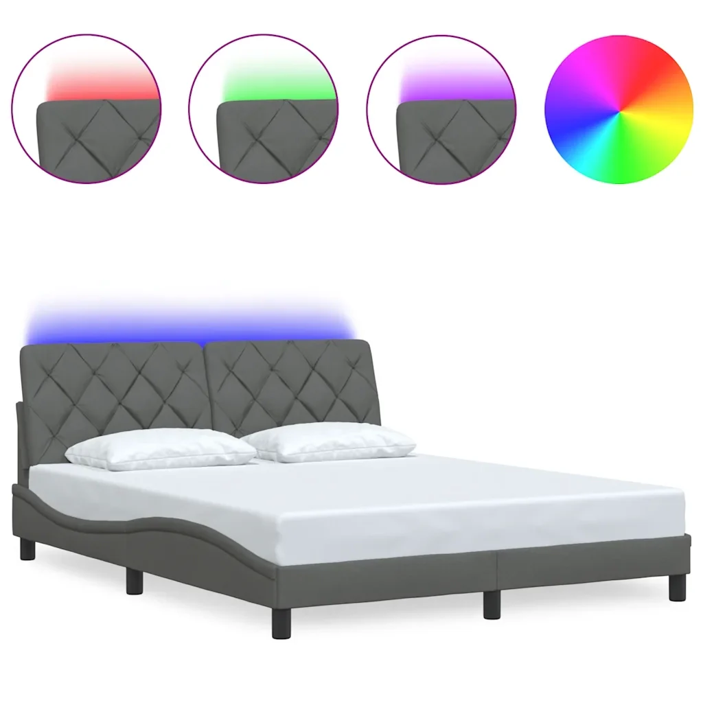 Letto matrimoniale | Letto per adulti | Giroletto con LED senza Materasso 160x200 cm Tessuto
