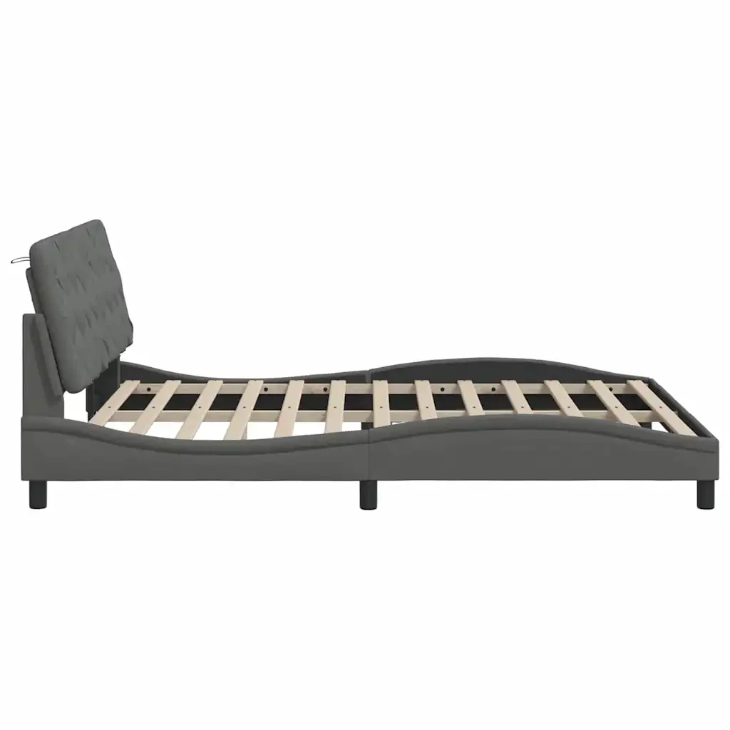 Letto matrimoniale | Letto per adulti | Giroletto con LED senza Materasso 160x200 cm Tessuto - Image 9