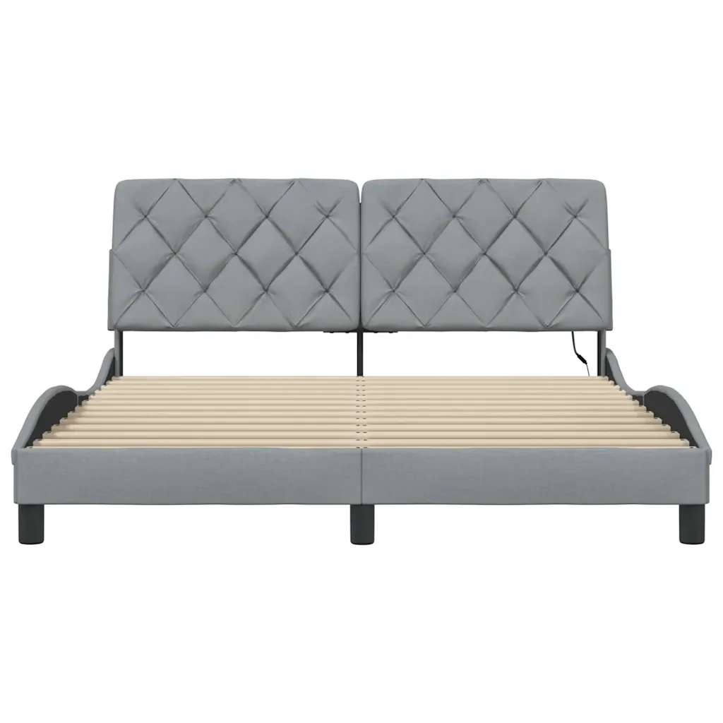 Letto matrimoniale | Letto per adulti | Giroletto con LED senza Materasso 160x200 cm Tessuto - Image 6