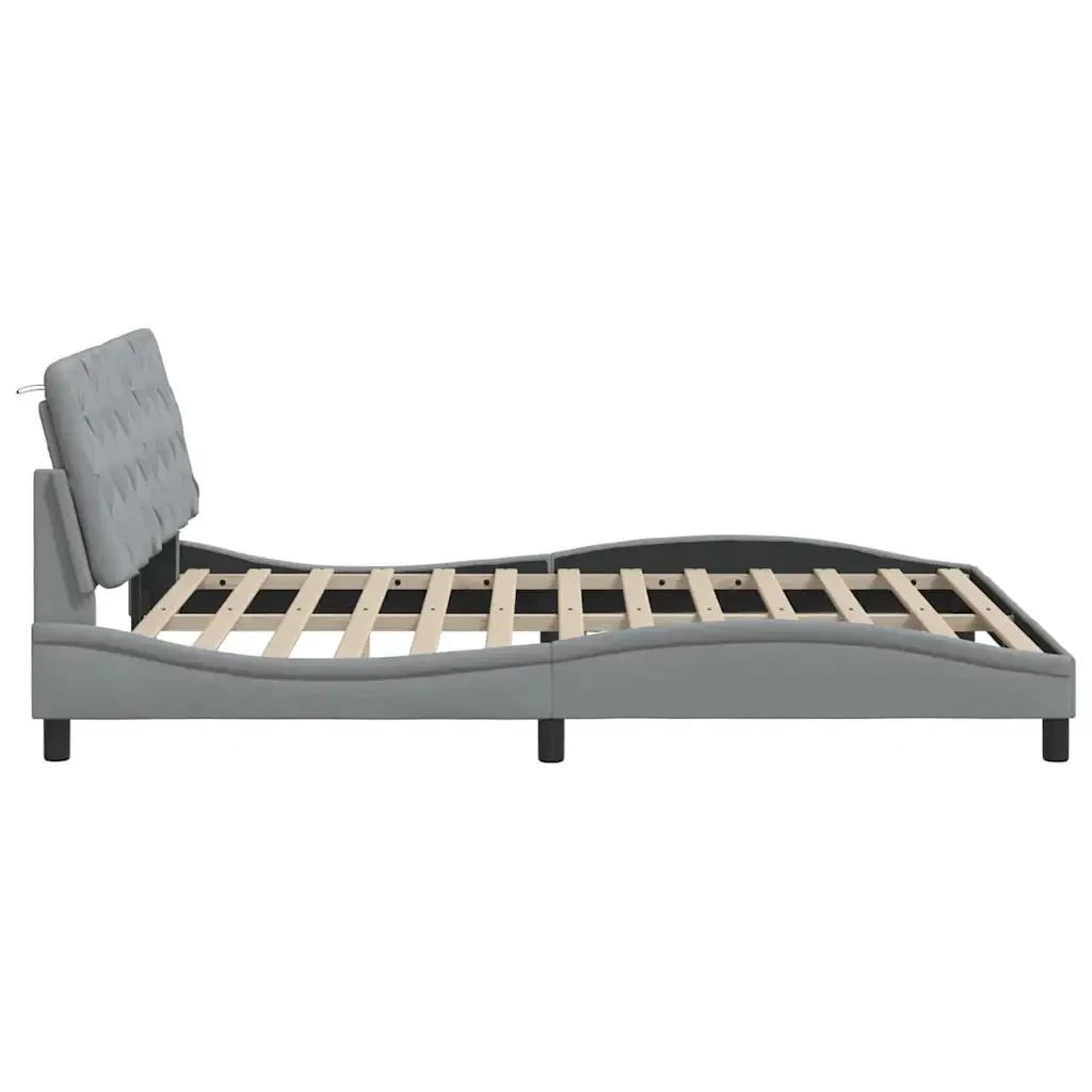 Letto matrimoniale | Letto per adulti | Giroletto con LED senza Materasso 160x200 cm Tessuto - Image 9