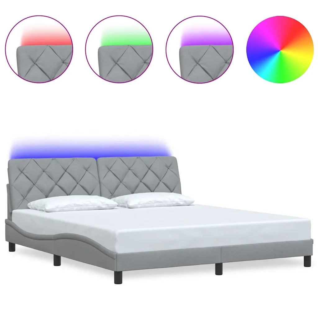 Letto matrimoniale | Letto per adulti | Giroletto con LED senza Materasso 180x200 cm in Tessuto