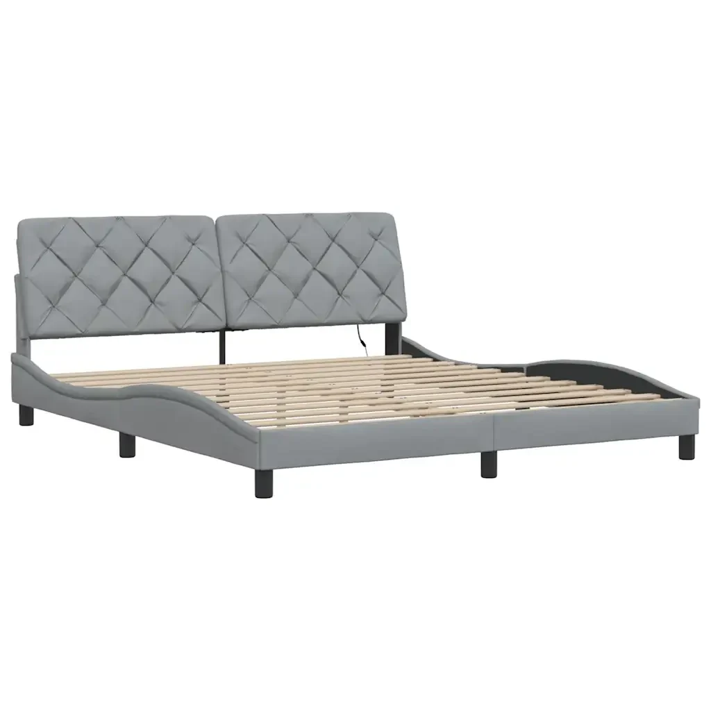 Letto matrimoniale | Letto per adulti | Giroletto con LED senza Materasso 180x200 cm in Tessuto - Image 5