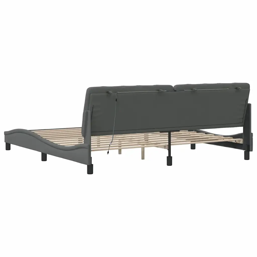 Letto matrimoniale | Letto per adulti | Giroletto con LED senza Materasso 200x200 cm Tessuto - Image 10