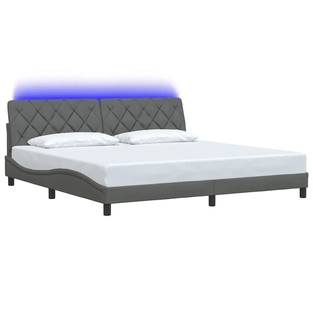 Letto matrimoniale | Letto per adulti | Giroletto con LED senza Materasso 200x200 cm Tessuto - Image 4