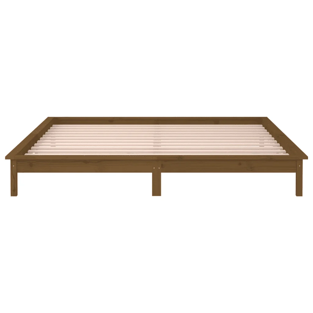 Letto matrimoniale | Letto per adulti | Giroletto con LED senza Materasso Ambra 140x190 Legno Massello - Image 7