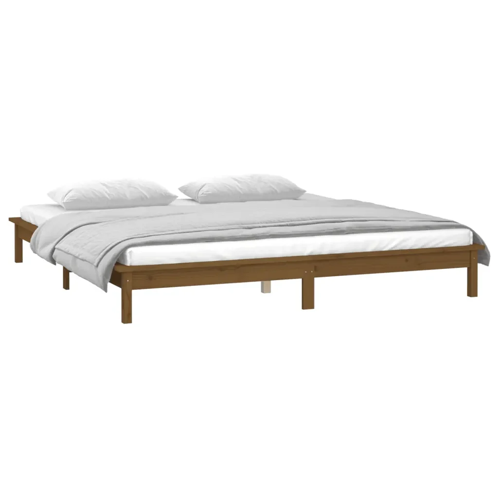 Letto matrimoniale | Letto per adulti | Giroletto con LED senza Materasso Ambra 140x200 Legno Massello - Image 5