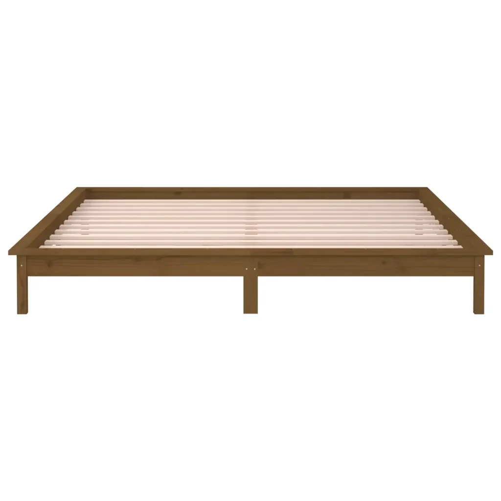 Letto matrimoniale | Letto per adulti | Giroletto con LED senza Materasso Ambra 140x200 Legno Massello - Image 7