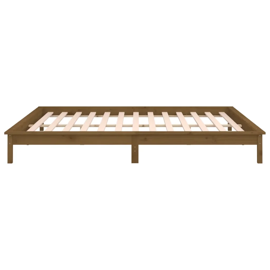 Letto matrimoniale | Letto per adulti | Giroletto con LED senza Materasso Ambra 140x200 Legno Massello - Image 8