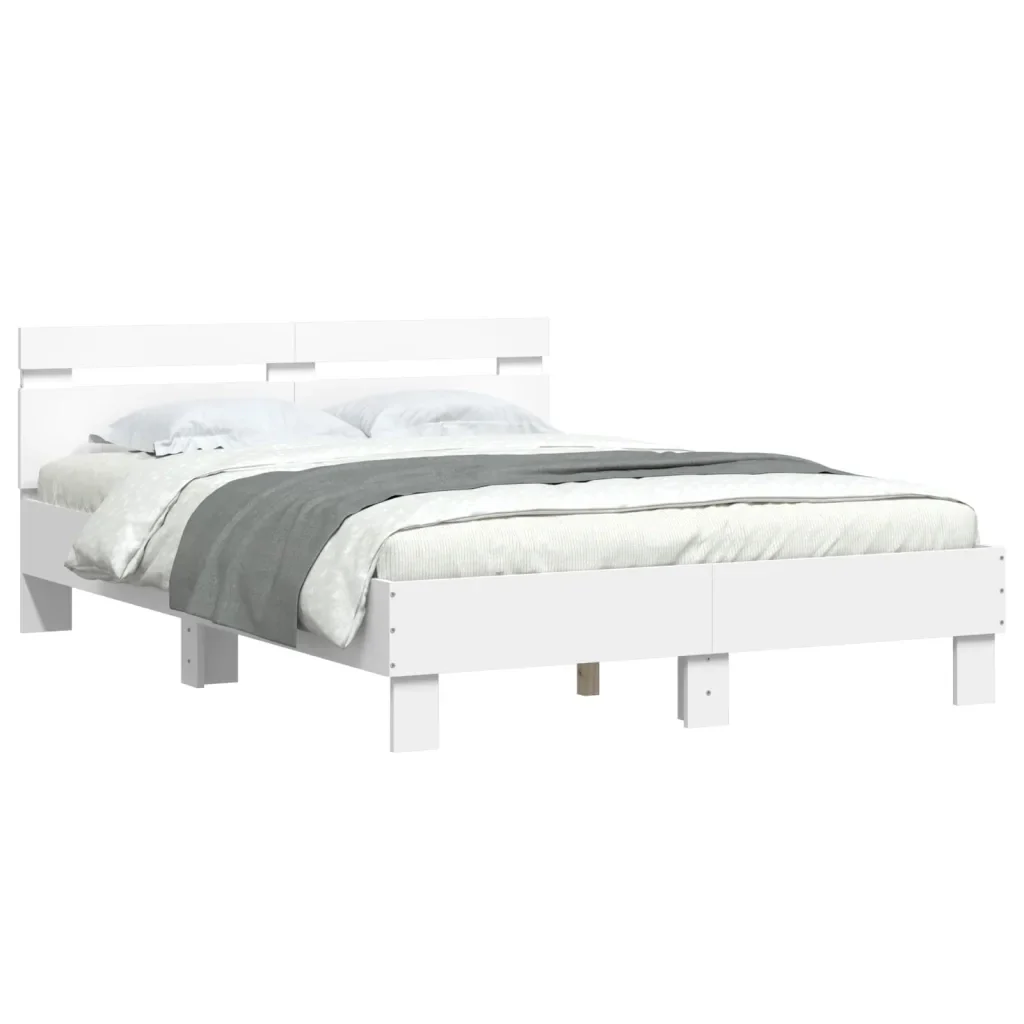 Letto matrimoniale | Letto per adulti | Giroletto con LED senza Materasso Bianco 120x200 cm - Image 4