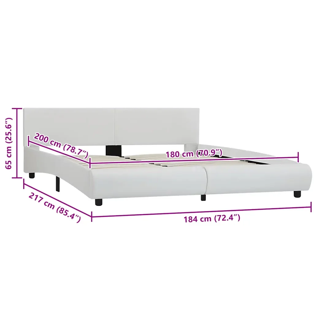 Letto matrimoniale | Letto per adulti | Giroletto con LED senza Materasso Bianco 180x200 cm - Image 9
