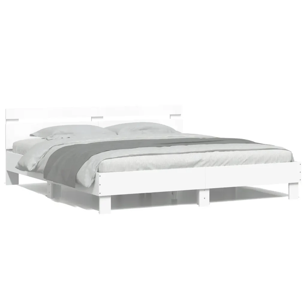 Letto matrimoniale | Letto per adulti | Giroletto con LED senza Materasso Bianco 180x200 cm - Image 5