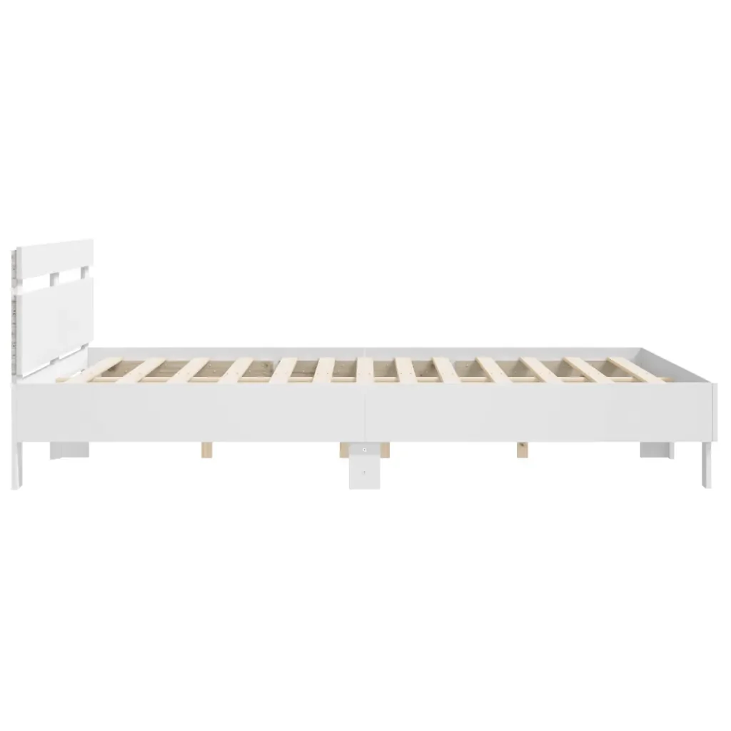 Letto matrimoniale | Letto per adulti | Giroletto con LED senza Materasso Bianco 180x200 cm - Image 8