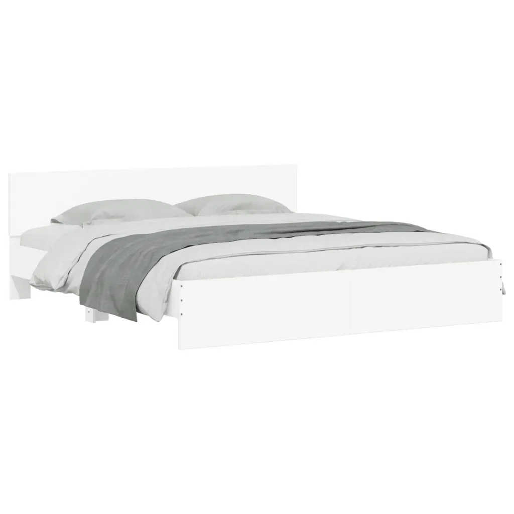 Letto matrimoniale | Letto per adulti | Giroletto con LED senza Materasso Bianco 180x200 cm - Image 4