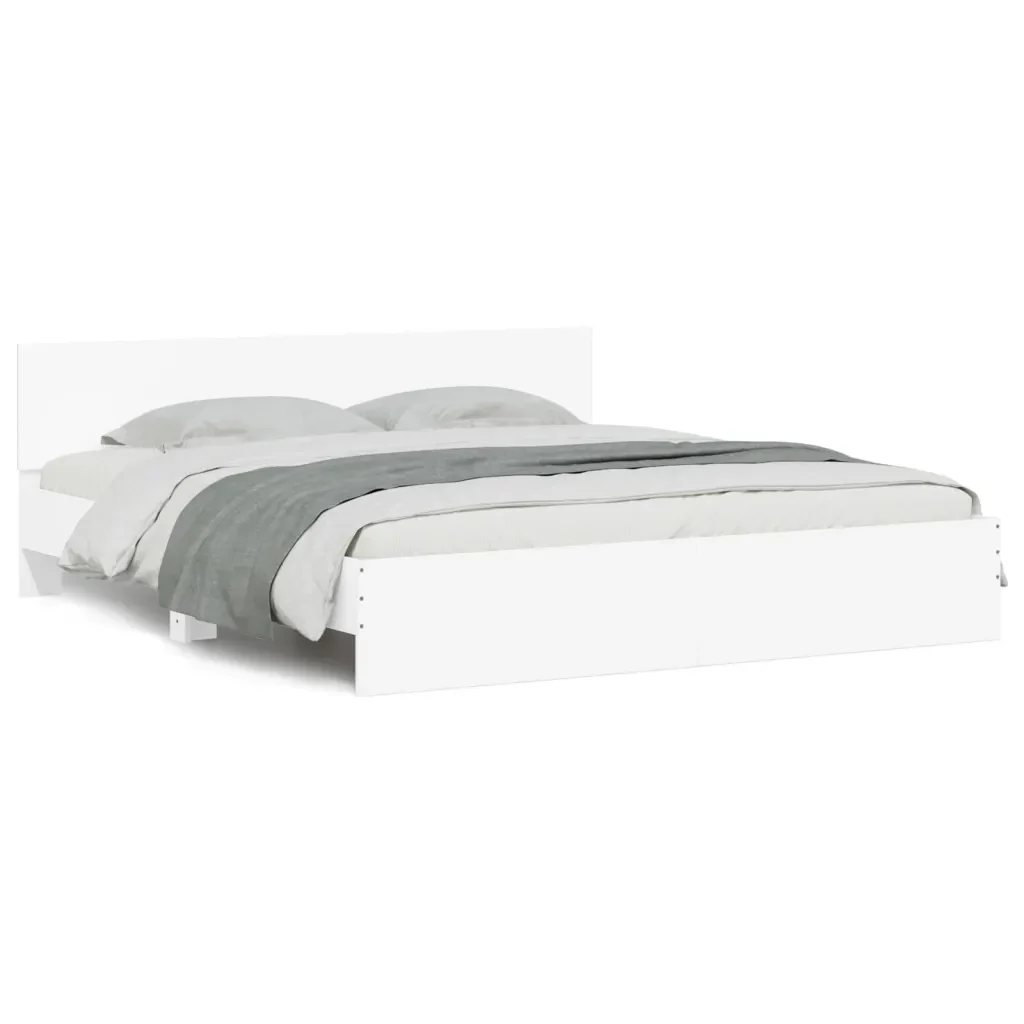 Letto matrimoniale | Letto per adulti | Giroletto con LED senza Materasso Bianco 180x200 cm - Image 5