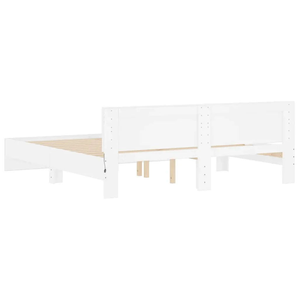 Letto matrimoniale | Letto per adulti | Giroletto con LED senza Materasso Bianco 180x200 cm - Image 9