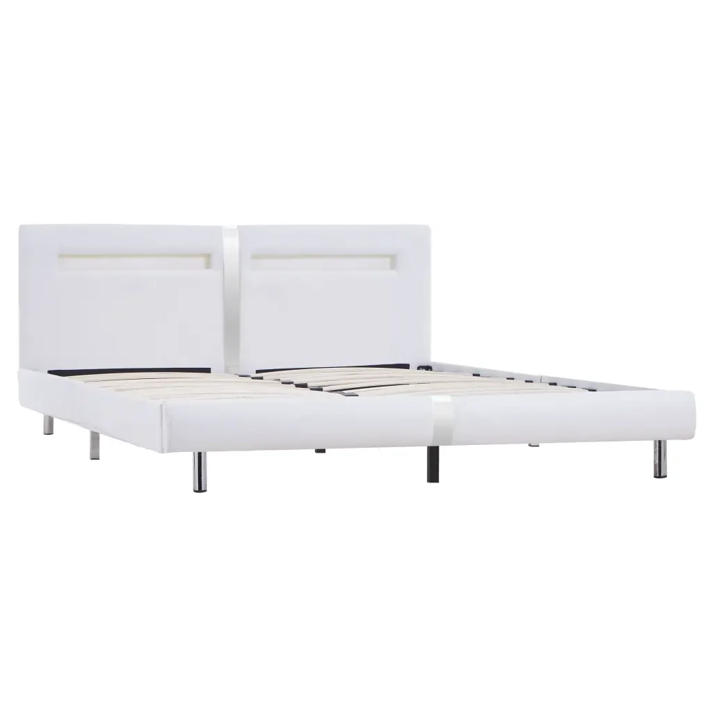 Letto matrimoniale | Letto per adulti | Giroletto con LED senza Materasso Bianco 180x200 cm - Image 4
