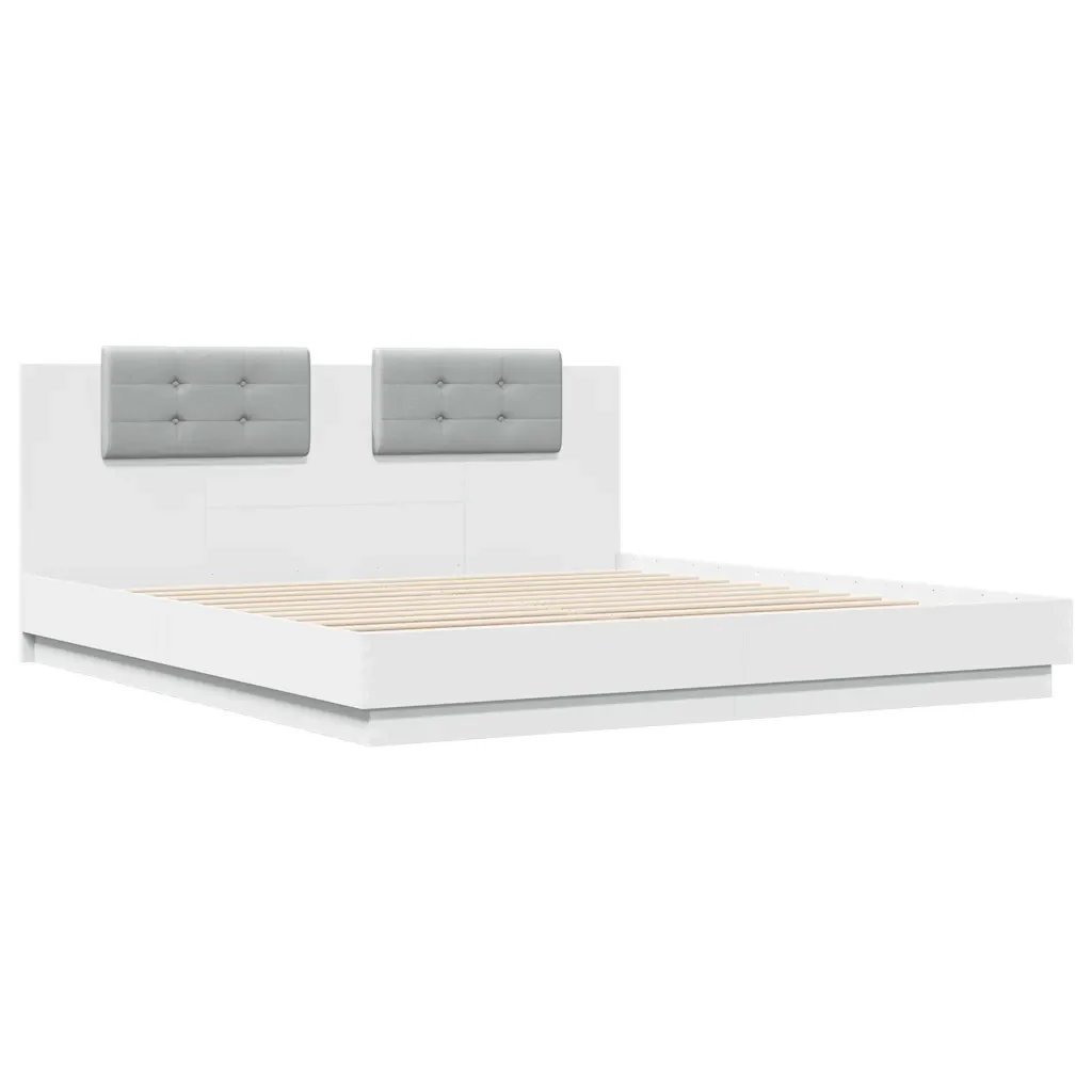 Letto matrimoniale | Letto per adulti | Giroletto con LED senza Materasso Bianco 180x200 cm - Image 4