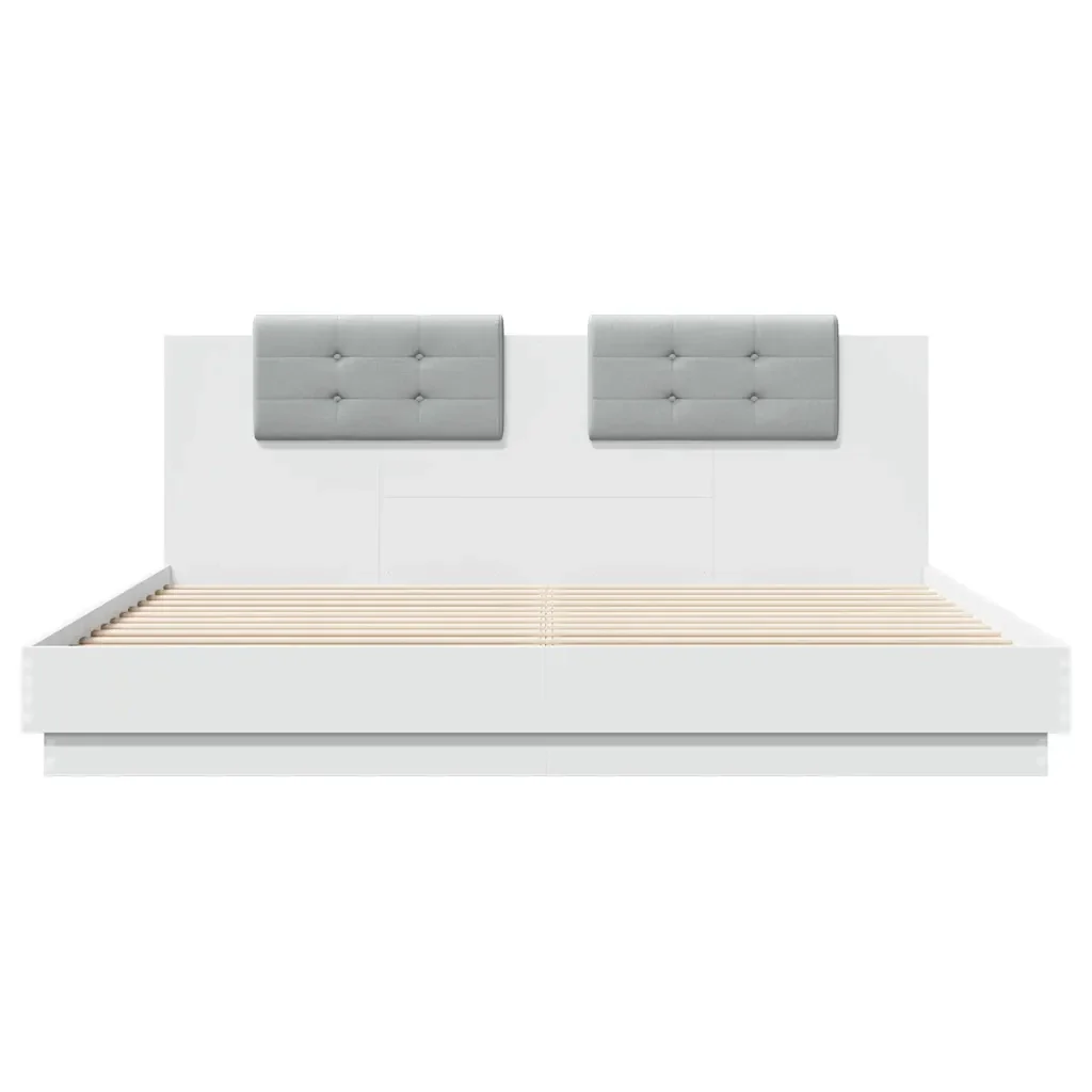 Letto matrimoniale | Letto per adulti | Giroletto con LED senza Materasso Bianco 180x200 cm - Image 6