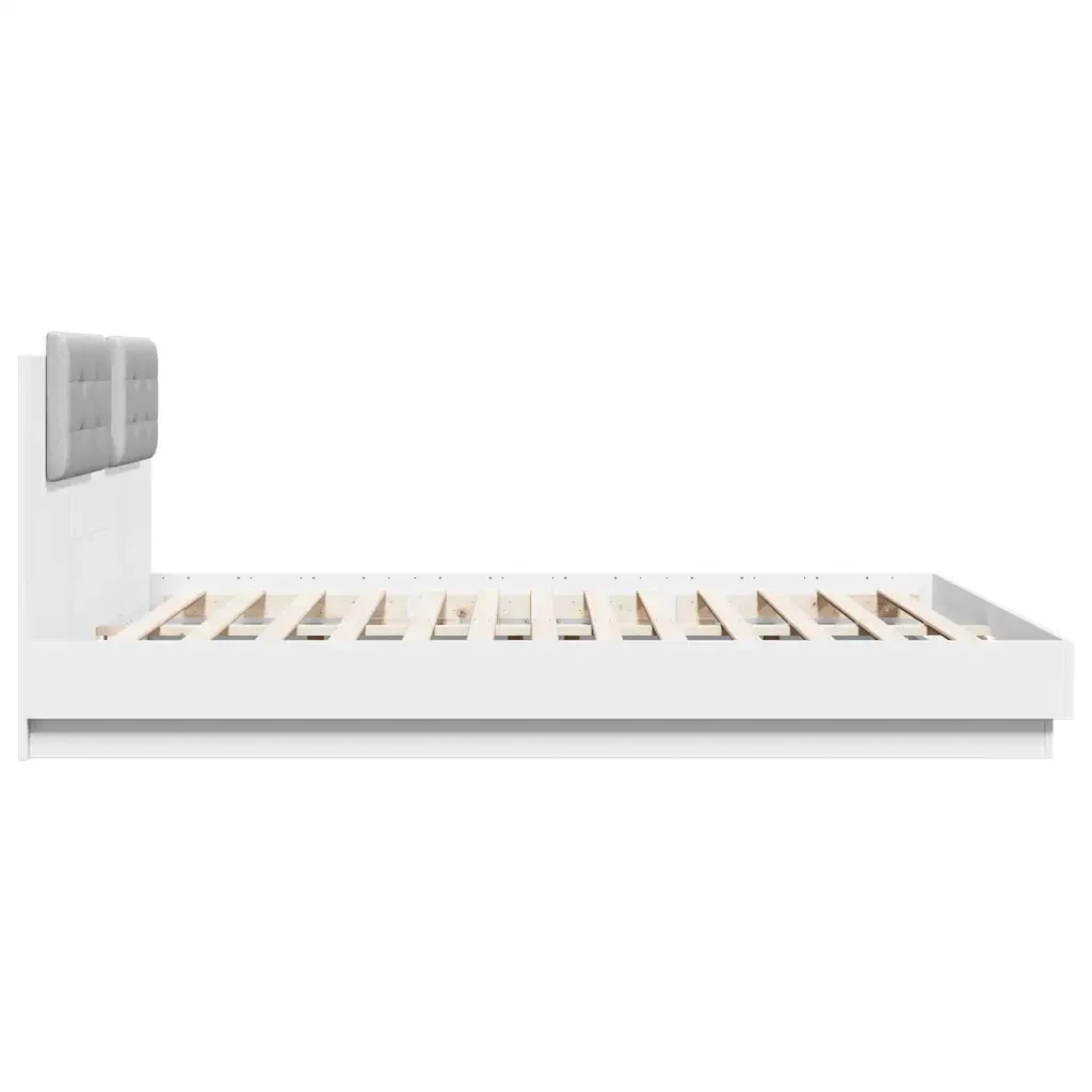 Letto matrimoniale | Letto per adulti | Giroletto con LED senza Materasso Bianco 180x200 cm - Image 7