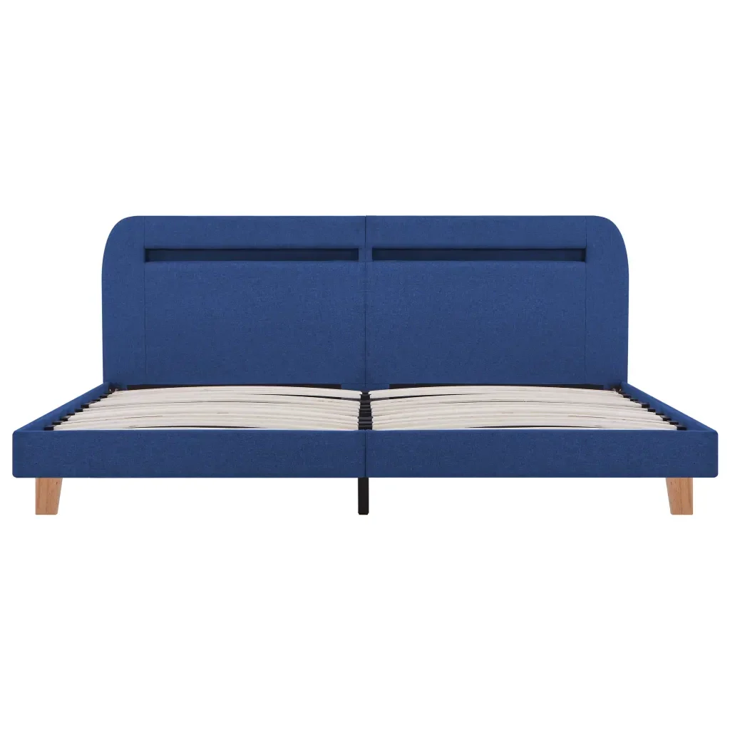 Letto matrimoniale | Letto per adulti | Giroletto con LED senza Materasso Blu 180x200 cm in Tessuto - Image 5