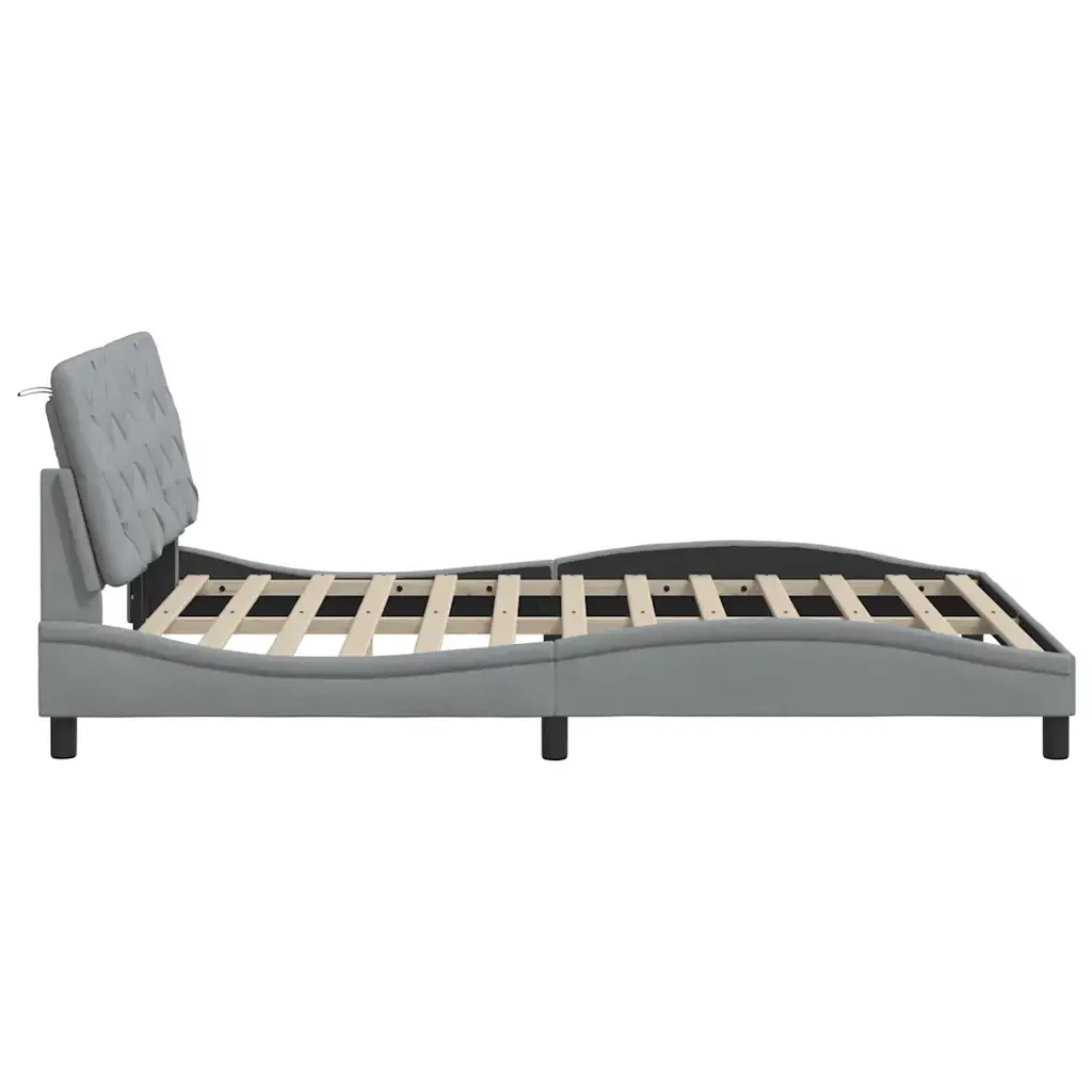 Letto matrimoniale | Letto per adulti | Giroletto con LED senza Materasso Grigio Chiaro 120x200 cm - Image 8