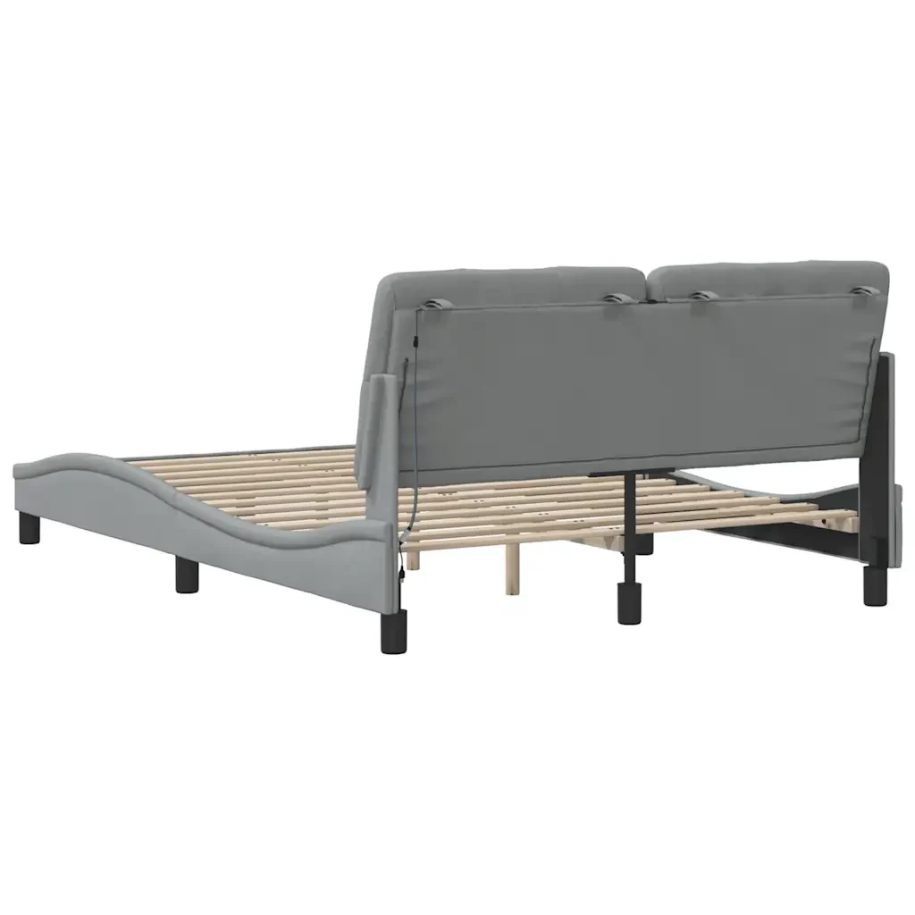 Letto matrimoniale | Letto per adulti | Giroletto con LED senza Materasso Grigio Chiaro 140x190 cm - Image 10
