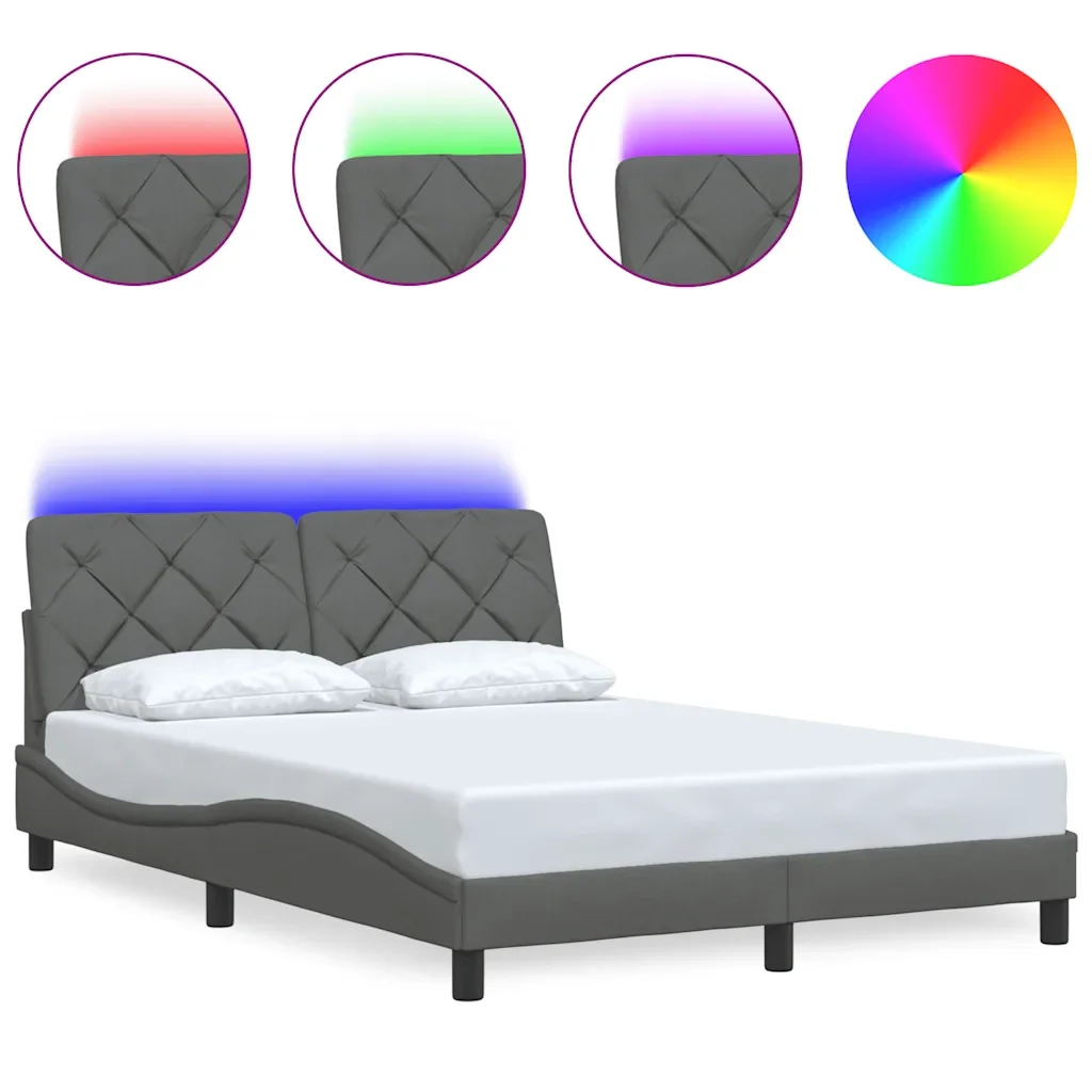 Letto matrimoniale | Letto per adulti | Giroletto con LED senza Materasso Grigio Scuro 120x200 cm
