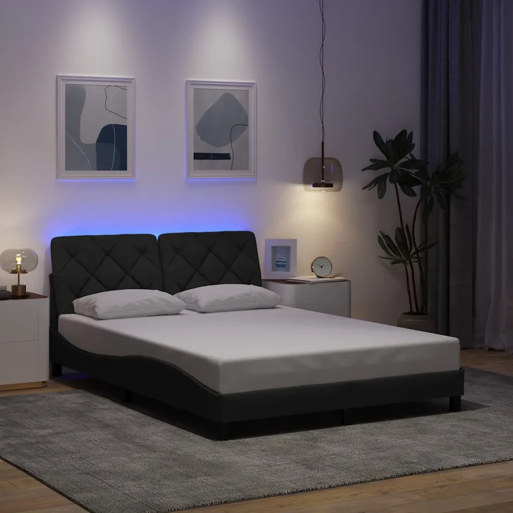 Letto matrimoniale | Letto per adulti | Giroletto con LED senza Materasso Grigio Scuro 120x200 cm - Image 2